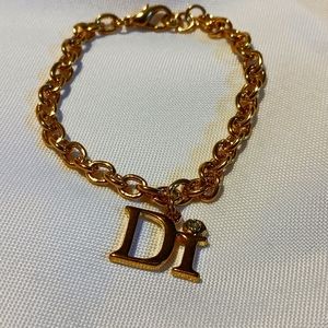Vintage Di Charm Link Gold Plated Charm Bracelet